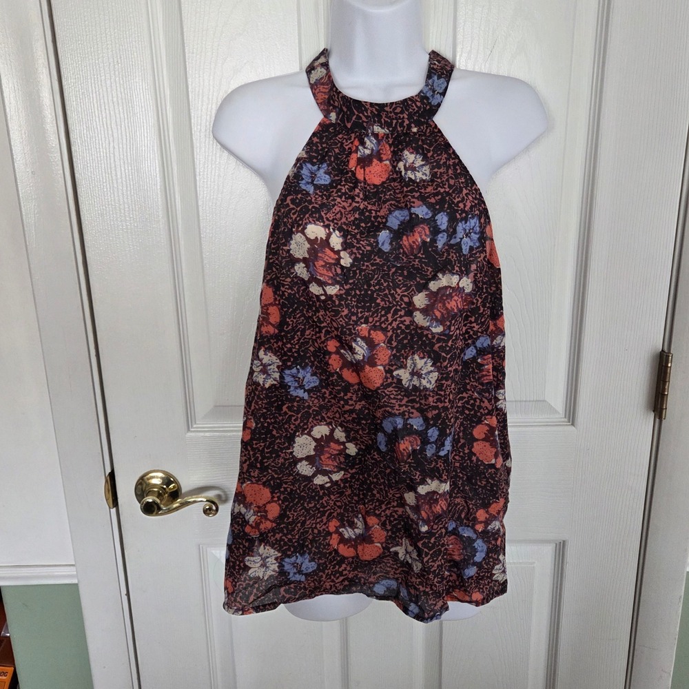 Cleobella 5 Halter Top Floral 100% Organic Cotton Sleeveless Blouse Boho Summer